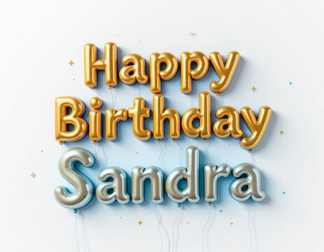 Happy Birthday Sandra Balloons Greeting for Celebration Event Invitation Card