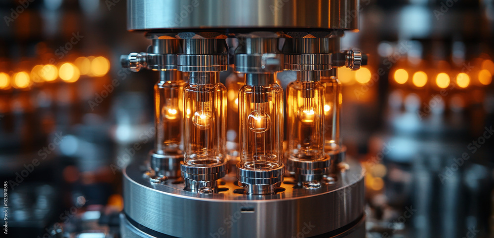 Aufkleber Advanced quantum computing components are illuminated within a high-tech laboratory.
