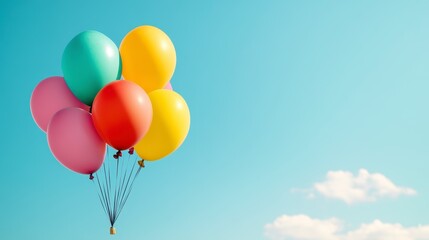 Colorful Balloon Bunch Against A Light Blue Sky