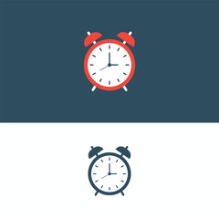 Classic Red Alarm Clock Icon - Minimalist Design for Time Management, Wake-up Call, and Daily Planning in Modern Style