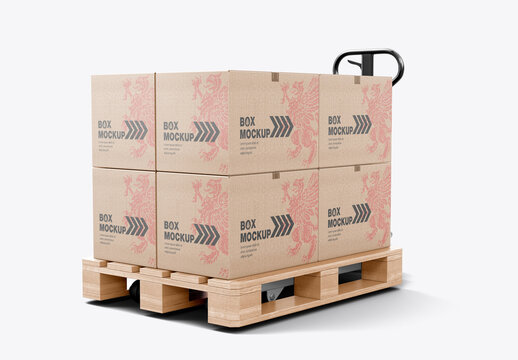Hand Pallet Truck with Boxes Mockup