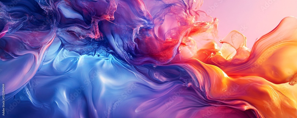 Poster colorful abstract smoke creating swirling and flowing shapes