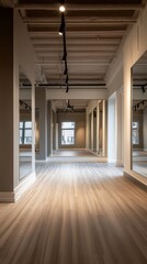 Spacious modern interior with mirrors and natural light