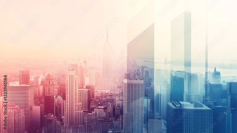 Poster new york city skyline with a modern abstract design and a gradient overlay