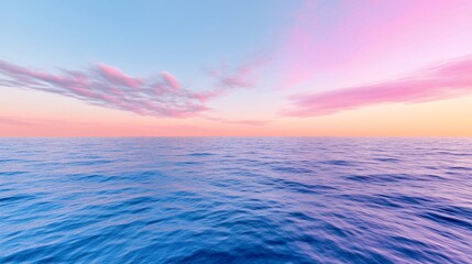 Obraz premium Colorful Ocean at Sunset with Pink Clouds and Blue Water Landscape