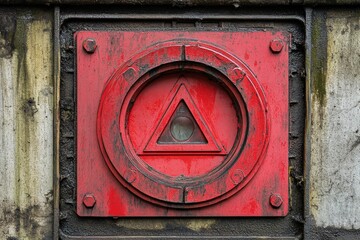 Red Fire Alarm Equipment with Triangle Symbol for Safety Signage