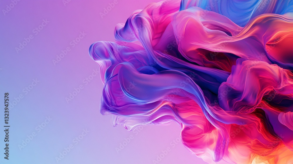 Poster colorful abstract smoke forming a cloud on gradient background