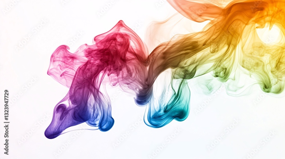 Poster colorful smoke creating abstract shapes on white background