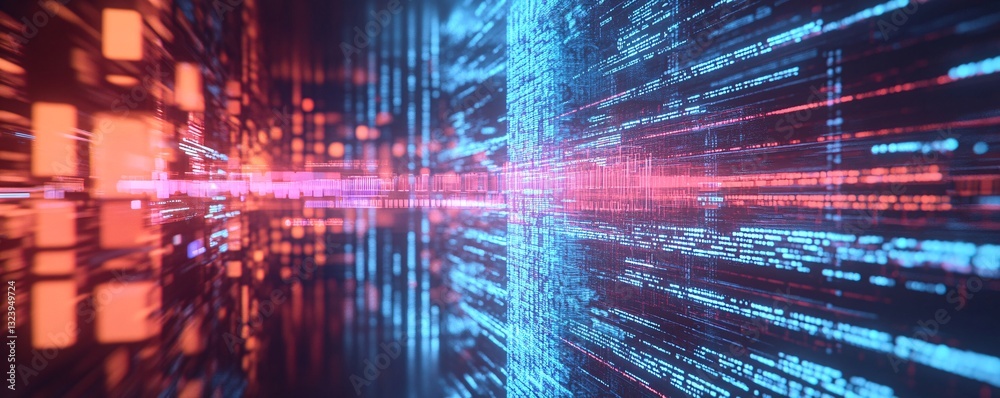 Leinwandbilder Digital information flows through cyberspace creating big data tunnel