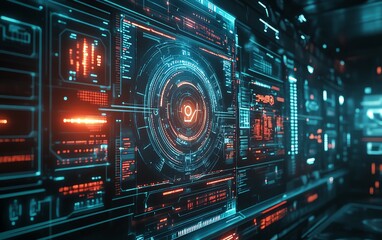 Obraz premium A sleek digital interface with an AI symbol, representing seamless integration of AI compliance in advanced digital systems, futuristic and highresolution