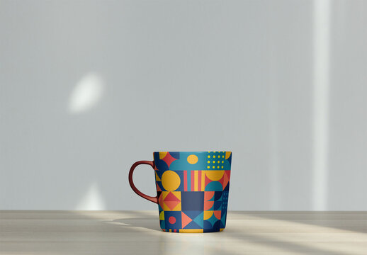 Simple Mockup of a Cup With a Handle on a Light Background