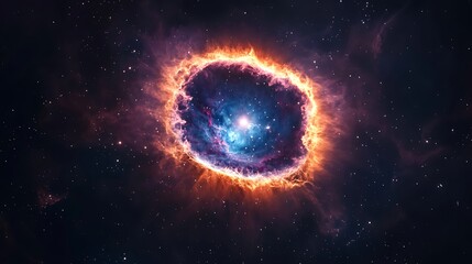 Fototapeta premium Stunning Helix Nebula Image with Vibrant Colors, Stars, and Deep Space Galaxy Exploration for Wallpaper or Art.