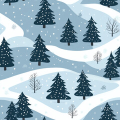 Obraz premium Seamless vector pattern featuring pastel green Christmas trees on a repeat background. Perfect for holiday-themed designs, gift wraps, textiles, and festive decorations.