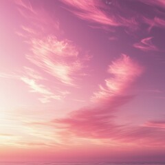 Fototapeta premium A serene sunset sky with soft pink and purple clouds blending into a tranquil atmosphere.