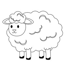 Cute cartoon sheep coloring page
