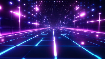 Fototapeta premium Neon Grid Corridor