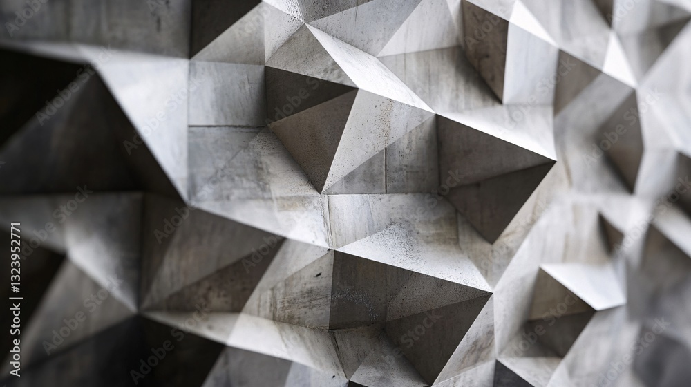 Poster Geometric concrete wall showing abstract triangular pattern