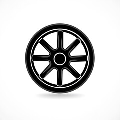 Fototapeta premium Black Wheel Icon Auto Part Tire Rim Vehicle Automotive Transportation