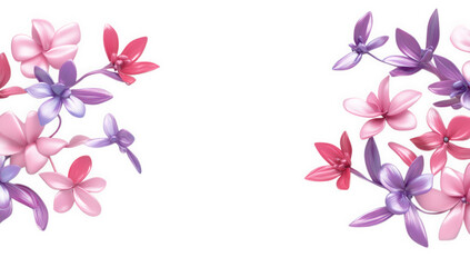 colorful flowers in shades of pink and purple creating a visually appealing design on a white background ideal for decorative purposes or as a backdrop