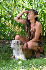 Druiden Elfe mit ihrem Wolfshund 