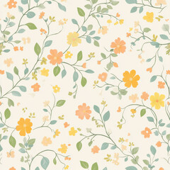 Aesthetic flower illustration with a seamless design, featuring vibrant colors and intricate details. Perfect for textile prints, wallpapers, and digital backgrounds.

