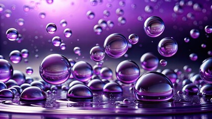 Water Bubbles Floating in Vibrant Violet Background, Water Droplets