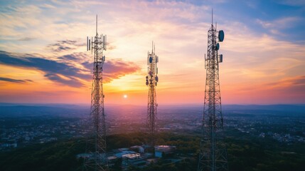 Telecommunication Towers at Sunset