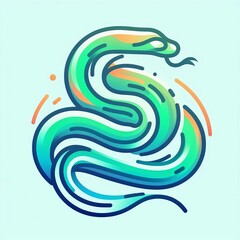 Gradient Line Art Snake: Stylized Illustration Gradient Line Style
