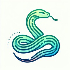 Naklejka premium Gradient Line Art Snake: Stylized Illustration Gradient Line Style 
