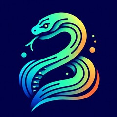 Naklejka premium Gradient Line Art Snake: Stylized Illustration Gradient Line Style 
