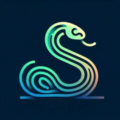 Obraz premium Gradient Line Art Snake: Stylized Illustration Gradient Line Style 