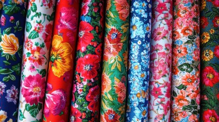 Vibrant Floral Fabric Rolls Colorful Printed Cotton Textiles