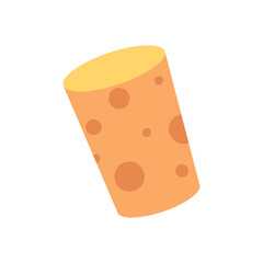 Flat vector illustration of a wine cork with a dotted texture on a white background