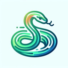 Obraz premium Gradient Line Art Snake: Stylized Illustration Gradient Line Style 