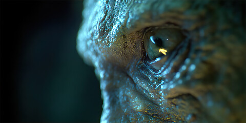 Close-up of Textured Artificial Eye and Skin