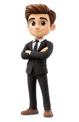Obraz premium Confident cartoon businessman with arms crossed