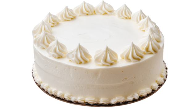 a simple elegant white cake with a smooth icing surface and decorative swirls on top perfect for celebrations like birthdays or weddings
