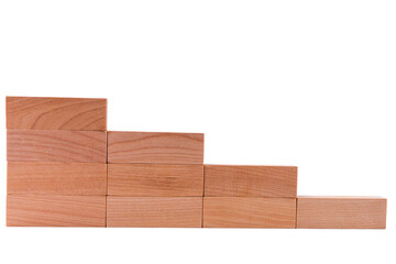 Going up concept using stairway of wood blocks