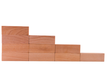 Going up concept using stairway of wood blocks