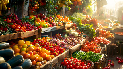 Obraz premium Vibrant Fresh Produce at Open Market