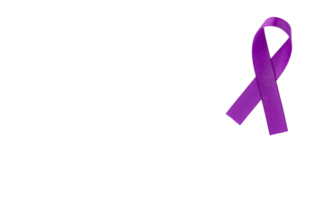 Purple ribbon, symbol of social awareness, isolated background. World Cancer Day. copy space.