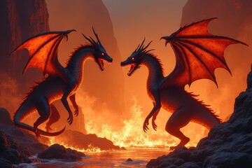 Volcanic Showdown: Magma Dragons and their Lair's Battlefield