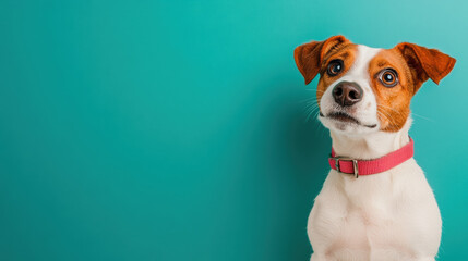 Nonplussed, Friendly dog with a colorful background.