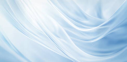 Obraz premium Minimalistic medical background with soft white and blue tones. Abstract flowing fabric texture conveys a sense of cleanliness and sterility.