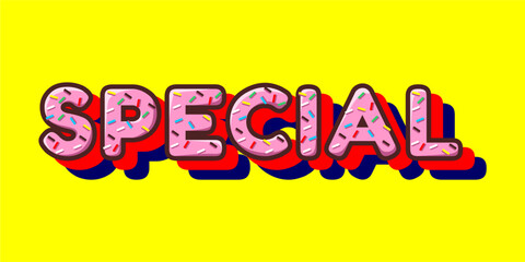 Donut typography font effect  illustration with background yellow