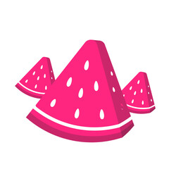 pink three pieces of watermelon icon