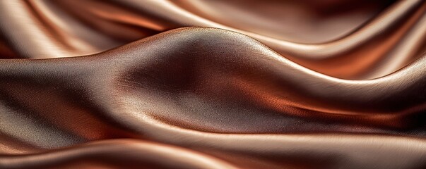 Brown Silk Satin Fabric Background: Soft Wavy Drapery Texture, Smooth Abstract Luxury Decor - High-Quality Stock Photo