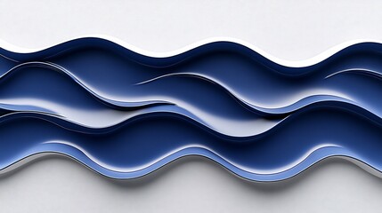 Abstract blue waves, paper texture, white background, design element