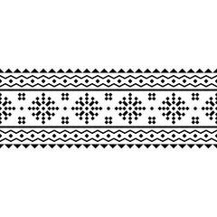 Clean, bold, and symmetrical, this black and white horizontal seamless pattern blends Aztec and Navajo influences, making it ideal for various design projects.