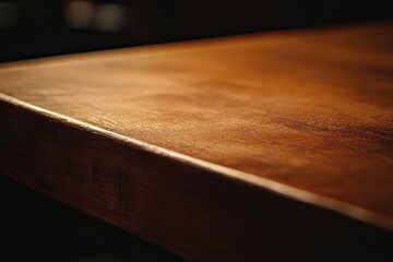 Close-up of a rich, warm-toned wooden table top